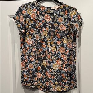 LOFT Black Floral Blouse